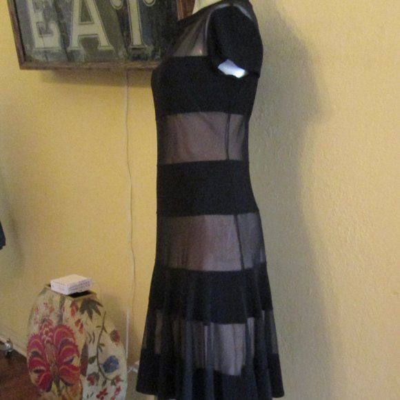 Joseph Ribkoff Black Peek A Boo Lined Dress Classy - Picture 3 of 6